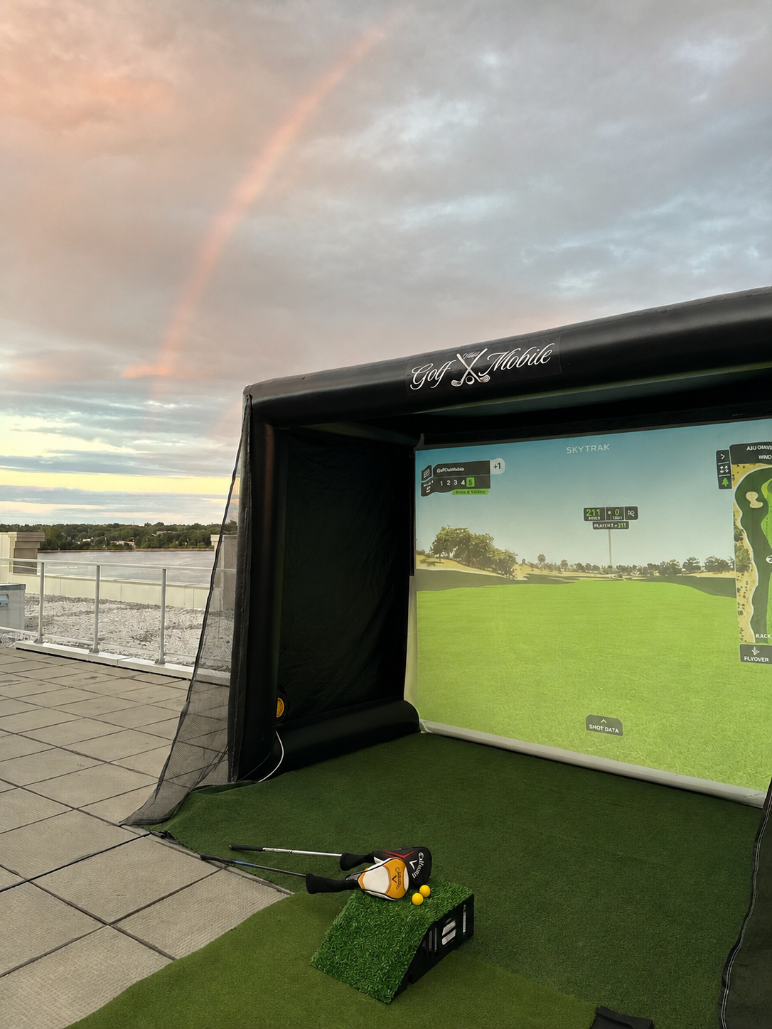 Golf Club Mobile backyard simulator installation